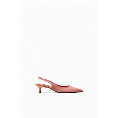 DENIM KITTEN HEEL SLINGBACK SHOES