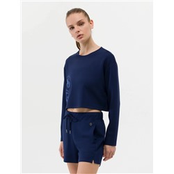 Lacivert Crop Top Sweatshirt