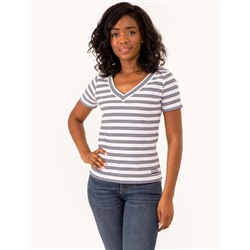 V-NECK RIBBED STRIPED TOP