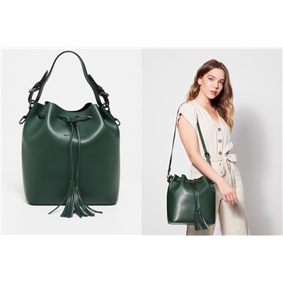 Bolso saco de piel Jila Verde botella