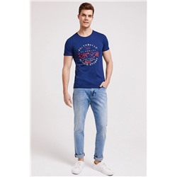 Lee Cooper Erkek Portobello O Yaka T-Shirt İndigo 202 LCM 242007