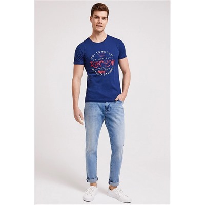 Lee Cooper Erkek Portobello O Yaka T-Shirt İndigo 202 LCM 242007