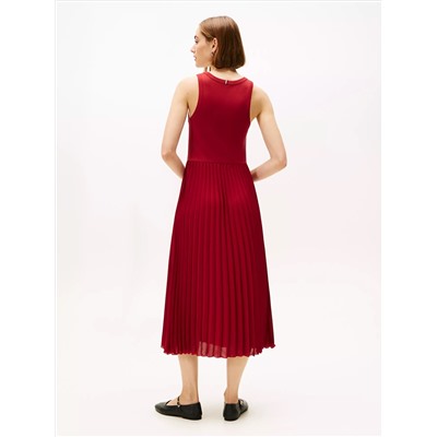 Pleated Mix Media Tank Dress