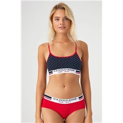 U.S. Polo Assn. Puantiyeli Büstiyer Şort Seti, Pamuklu & Likralı, Polo Baskılı 66252 VOEM66252