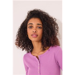 Camiseta manga larga canalé morado