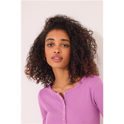 Camiseta manga larga canalé morado