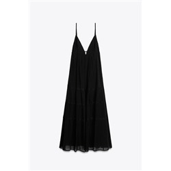 EMBROIDERED GAUZE MIDI DRESS
