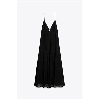 EMBROIDERED GAUZE MIDI DRESS