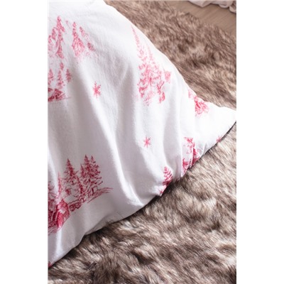 Faon King Size %100 Pamuk Flanel Nevresim Takımı - Kırmızı