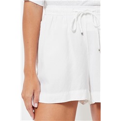 Short de lino cintura alta - Blanco