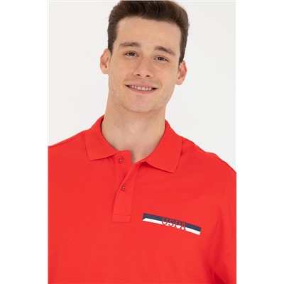 Erkek Kırmızı Oversize Polo Yaka Tişört