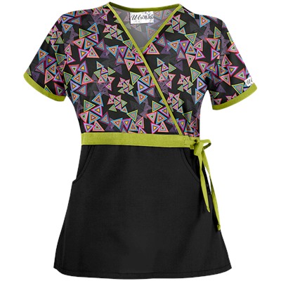 UA Right Angle Black Mock Wrap Scrub Top