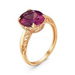 Кольцо из золочёного серебра с корундом цв. александрит 925 пробы К1590з946