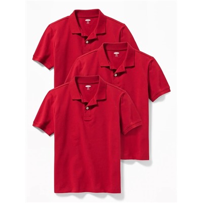 Built-In Flex Uniform Pique Polo 3-Pack for Boys