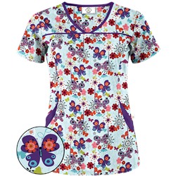Happy Scrubs® Oh Happy Day Amazing Aqua Print Scrub Top