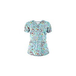 UA Gypsy Jewel Angel Blue Print Scrub Top