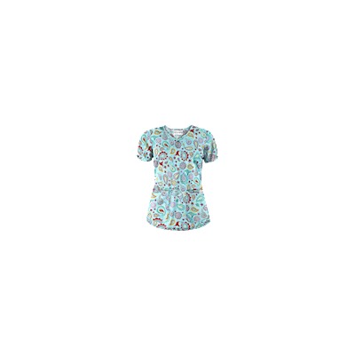 UA Gypsy Jewel Angel Blue Print Scrub Top