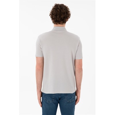 Erkek Regular Fit Polo Yaka Açık Gri Basic Tişört