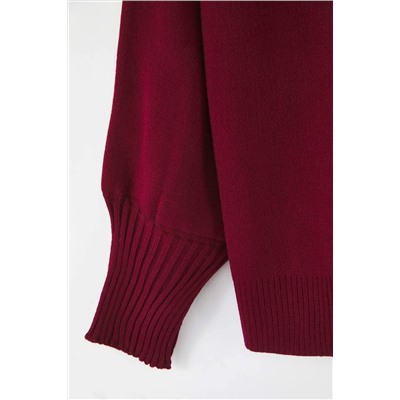 Bordo Fiyonk/Kurdele Detaylı Triko Hırka TBBAW26AV00011
