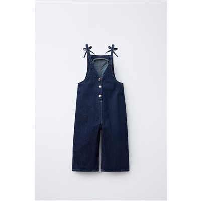 DENIM DUNGAREES WITH BOWS