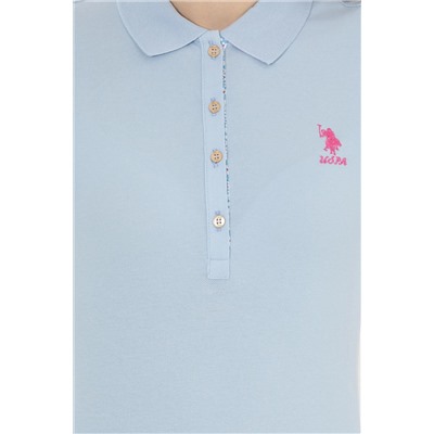 Kadın Açık Mavi Basic Polo Yaka Tişört