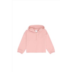 Kız Çocuk Pudra Kapüşonlu Sweatshirt