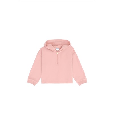 Kız Çocuk Pudra Kapüşonlu Sweatshirt