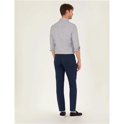 Lacivert Slim Fit Kanvas Pantolon