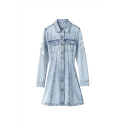 Vestido evasé vaquero Azul