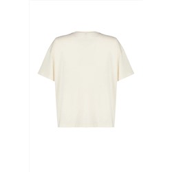 Taş Cep Kapak Detaylı Oversize %100 Pamuk Örme T-shirt TBBSS24BF00010