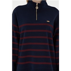Kadın Dik Yaka Lacivert Sweatshirt