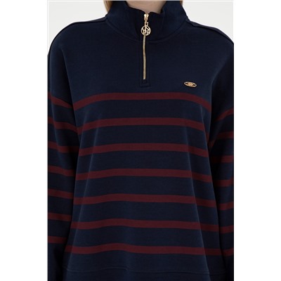 Kadın Dik Yaka Lacivert Sweatshirt