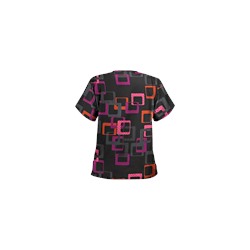 UA Sassy Square Black Print Scrub Top