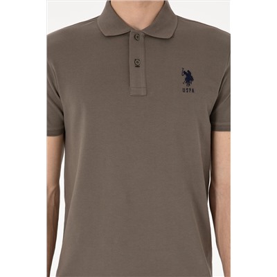 Erkek Slim Fit Polo Yaka Vizon Basic Tişört