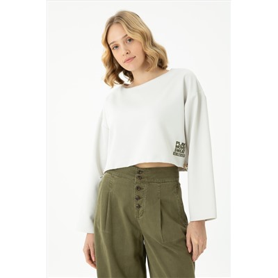 Kadın Taş Bisiklet Yaka Sweatshirt