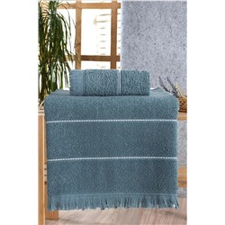 Nina Home Retro Stripe Dark Blue Banyo Havlu Seti 2 Li 542837