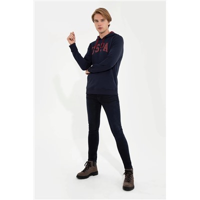 Erkek Lacivert Kapüşonlu Basic Sweatshirt