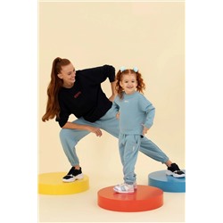 Çocuk Mavi Basic Bisiklet Yaka Sweatshirt