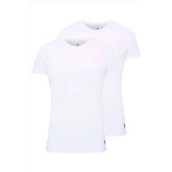 U.S. Polo Assn. Erkek Beyaz 2 Li Yuvarlak Yaka Atlet US.01.80196
