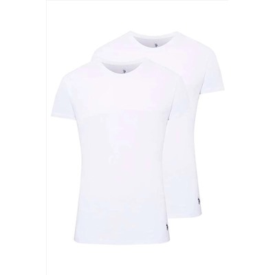 U.S. Polo Assn. Erkek Beyaz 2 Li Yuvarlak Yaka Atlet US.01.80196