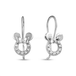 Серьги детские из серебра с фианитами родированные 925 пробы 5026р200