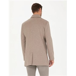 Açık Kahverengi Slim Fit Kaşe Kaban