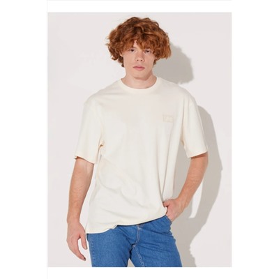 Lee, Bisiklet Yaka Ekru Erkek T-Shirt LL84FUNQ Bisiklet Yaka T-shirt