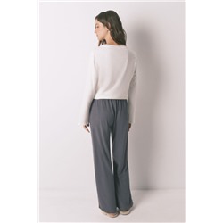 Pantalón largo polar suave textura gris