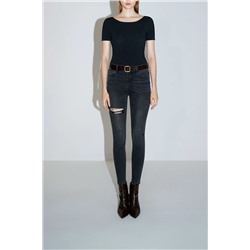 Vaquero slim fit de tiro alto Negro