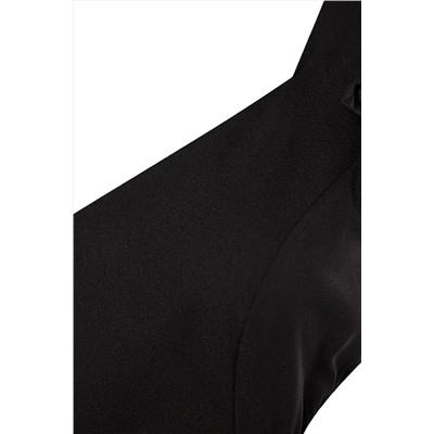Siyah Cut Out Detaylı Askılı Dokuma Elbise TBBSS23AH00026