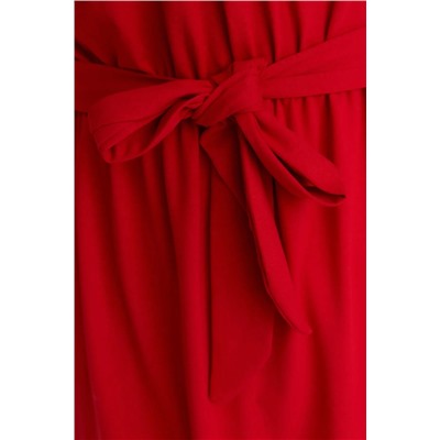 Kırmızı Kuşaklı Bisiklet Yaka Örme Elbise TBBSS22AH0242