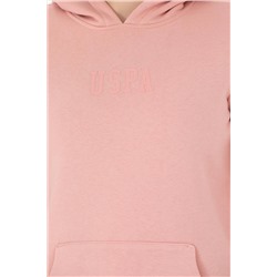 Kadın Pudra Kapüşonlu Basic Sweatshirt