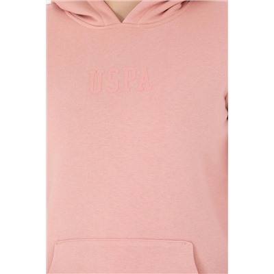 Kadın Pudra Kapüşonlu Basic Sweatshirt