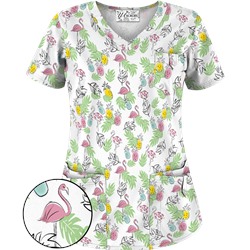 UA Stand Tall White Print Scrub Top